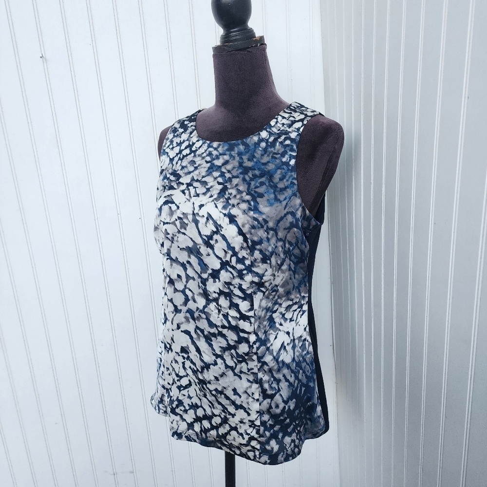 Ann Taylor Womens Blue Gray Satin Sleeveless Blouse Top Office Workwear Preppy M - Picture 3 of 10